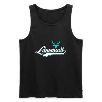 Lausmadl Lausmädchen Damen Trachten - Männer Premium Bio Tank Top - Schwarz - Vorne - AI Model Male 178 light (178cm)