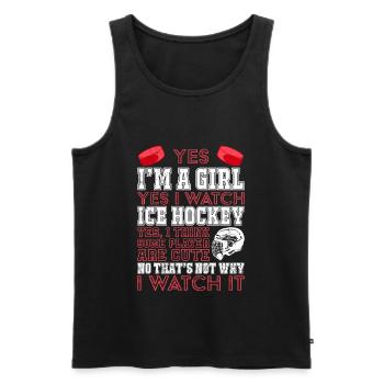 I am a girl and I watch ice hockey - Men's Premium Organic Tank Top - black - Front - Michal (187cm)