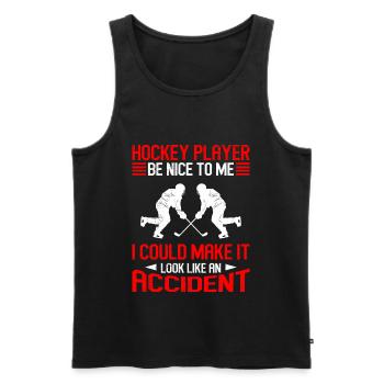 Eishockeyspieler sei nett zu mir - Männer Premium Bio Tank Top - Schwarz - Vorne - AI Model Male 178 light (178cm)