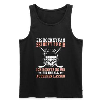 Eishockey Fan sei nett zu mir - Männer Premium Bio Tank Top - Schwarz - Vorne - Michal (187cm)
