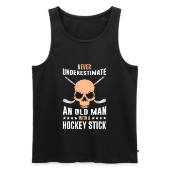 Never underestimate a man ice hockey stick - Men's Premium Organic Tank Top - black - Front - Michal (187cm)