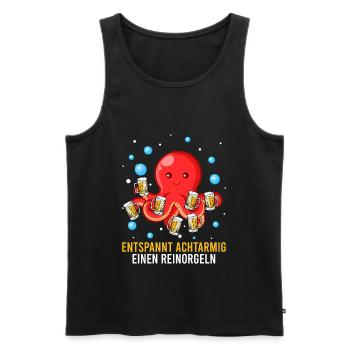 Entspannt achtarmig einen reinorgeln Biertrinker - Männer Premium Bio Tank Top - Schwarz - Vorne - Michal (187cm)