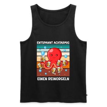 Entspannt achtarmig einen reinorgeln Bier - Männer Premium Bio Tank Top - Schwarz - Vorne - Michal (187cm)