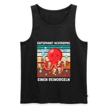 Entspannt achtarmig einen reinorgeln Bier - Männer Premium Bio Tank Top - Schwarz - Vorne - Michal (187cm)