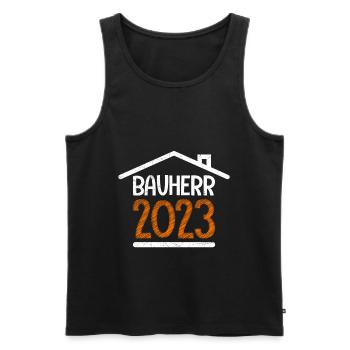 Bauherr 2023 - Männer Premium Bio Tank Top - Schwarz - Vorne - Michal (187cm)