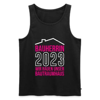 Bauherrin 2023 wir bauen unser Traumhaus - Männer Premium Bio Tank Top - Schwarz - Vorne - Michal (187cm)