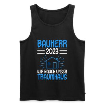 Bauherr 2023 wir bauen unser Traumhaus - Männer Premium Bio Tank Top - Schwarz - Vorne - Michal (187cm)