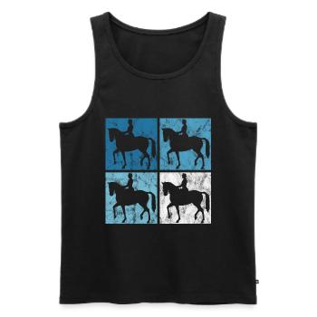 Dressage Équitation Dressage Cavalier Équitation Cheval - Débardeur bio Premium Homme - noir - Devant - Michal (187cm)