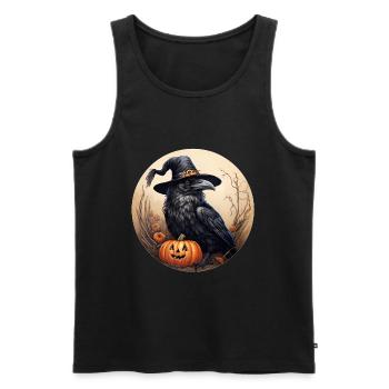 Krähe mit Kürbis Halloween 5 - Männer Premium Bio Tank Top - Schwarz - Vorne - Michal (187cm)