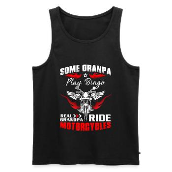 Moto au lieu de Bingo Papy conduite Chopper Rocker - Débardeur bio Premium Homme - noir - Devant - Michal (187cm)