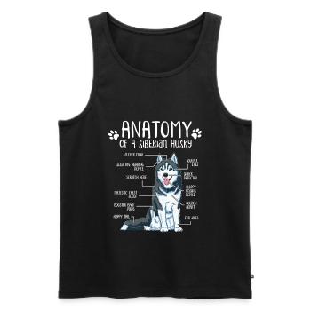 Cadeau de chien de propriétaire de chien d'anatomie de Husky sibérien - Débardeur bio Premium Homme - noir - Devant - Michal (187cm)