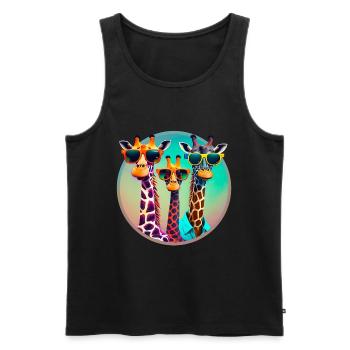 3 Coole Giraffen mit Sonnenbrillen - Männer Premium Bio Tank Top - Schwarz - Vorne - Michal (187cm)