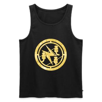Electrician's Guild Coat of Arms Logo Gold - Men's Premium Organic Tank Top - black - Front - AI Model Male 178 light (178cm)