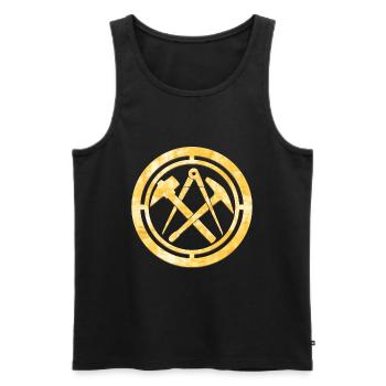 Dachdecker Zunft Logo Wappen Gold - Männer Premium Bio Tank Top - Schwarz - Vorne - AI Model Male 178 light (178cm)