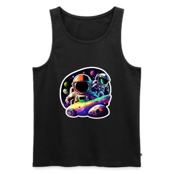 Astronautes dans l’espace - Débardeur bio Premium Homme - noir - Devant - AI Model Male 178 light (178cm)