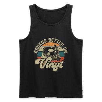 Schallplatte Vinyl Musik Plattenspieler retro - Männer Premium Bio Tank Top - Schwarz - Vorne - AI Model Male 178 light (178cm)