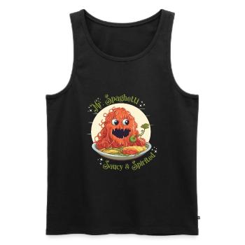 Mr. Spaghetti, spicy and thrilling - Men's Premium Organic Tank Top - black - Front - AI Model Male 178 light (178cm)