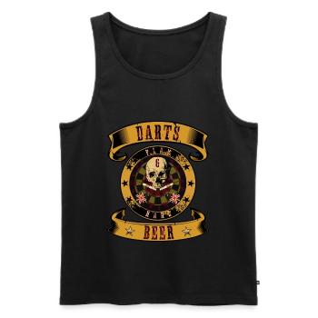 Darts & Beer Play Hard Bier Dart Dartspieler Sport - Männer Premium Bio Tank Top - Schwarz - Vorne - Michal (187cm)