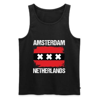 AMSTERDAM - Men's Premium Organic Tank Top - black - Front - AI Model Male 178 light (178cm)