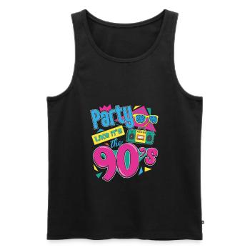 party like it's the 90s - Männer Premium Bio Tank Top - Schwarz - Vorne - AI Model Male 178 light (178cm)