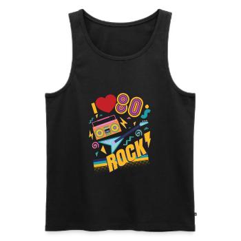 retro 80s party and skirt - Men's Premium Organic Tank Top - black - Front - AI Model Male 178 light (178cm)