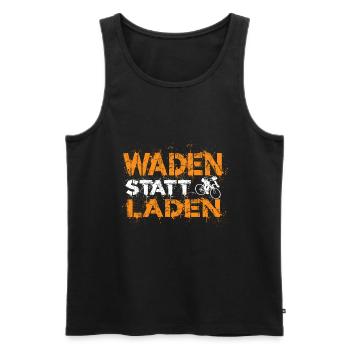 Waden statt Laden Anti E-Bike Fahrrad Sprüche - Männer Premium Bio Tank Top - Schwarz - Vorne - Michal (187cm)