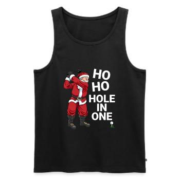 Funny Ho Ho Hole In One Golf Christmas - Men's Premium Organic Tank Top - black - Front - AI Model Male 178 light (178cm)