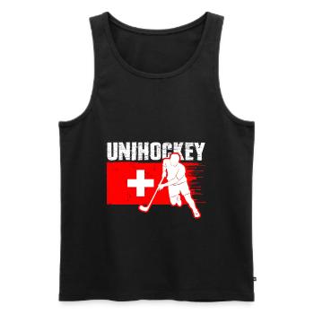 Unihockey Suisse Floorball - Débardeur bio Premium Homme - noir - Devant - AI Model Male 178 light (178cm)