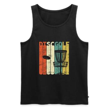 Retro disc golf golf frisbee sport gift - Men's Premium Organic Tank Top - black - Front - AI Model Male 178 light (178cm)