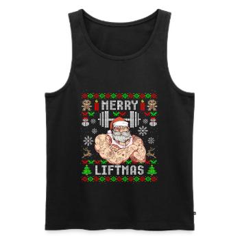 Funny Merry Liftmas Ugly Christmas Workout - Men's Premium Organic Tank Top - black - Front - Michal (187cm)