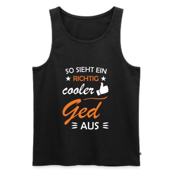 So sieht richtig cooler Ged Firmged Taufged aus - Männer Premium Bio Tank Top - Schwarz - Vorne - Michal (187cm)