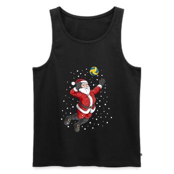 Volleyball Santa Claus Noël drôle - Débardeur bio Premium Homme - noir - Devant - Michal (187cm)