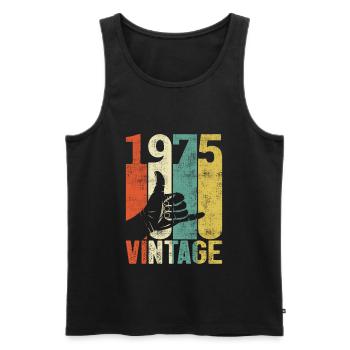 Retro 1975 Birthday Shaka Vintage 70's Gift - Men's Premium Organic Tank Top - black - Front - AI Model Male 178 light (178cm)