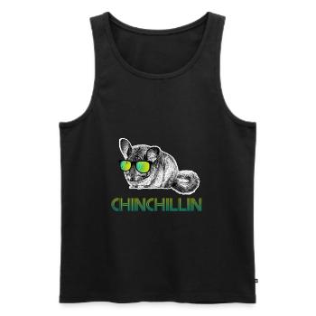 Amoureux des animaux Chinchillin tamponnant - Débardeur bio Premium Homme - noir - Devant - AI Model Male 178 light (178cm)