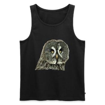 Graue Eule - Männer Premium Bio Tank Top - Schwarz - Vorne - AI Model Male 178 light (178cm)