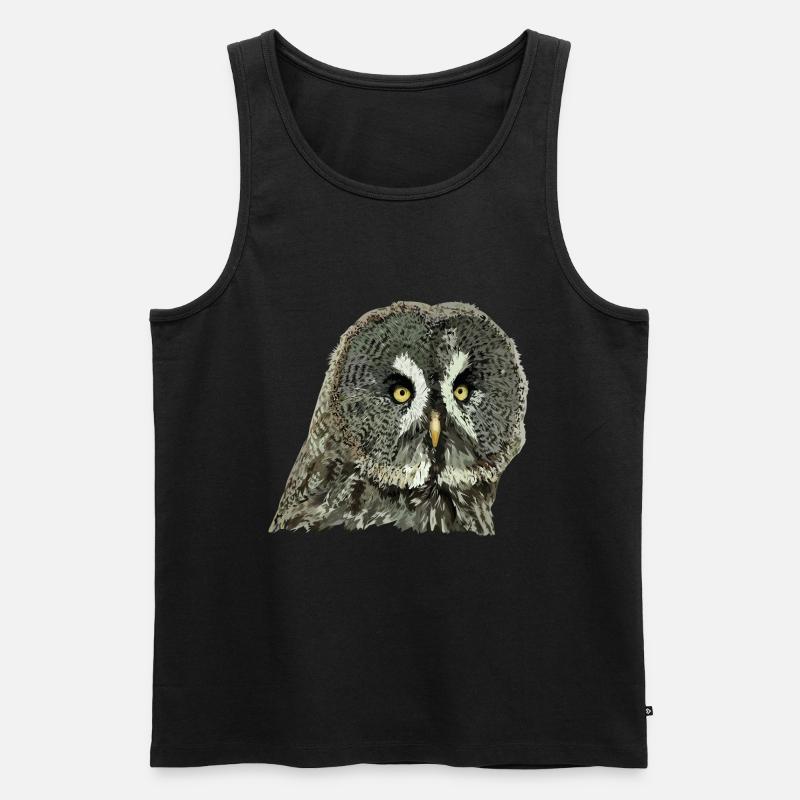 Graue Eule - Männer Premium Bio Tank Top - Schwarz
