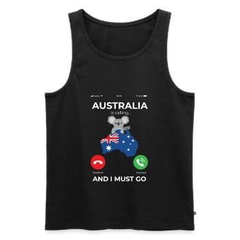 Australia is Calling Holiday Gift - Men's Premium Organic Tank Top - black - Front - AI Model Male 178 light (178cm)