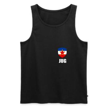 Drapeau Yougoslavie SFRJ Tito Yugo Serbie Croatie - Débardeur bio Premium Homme - noir - Devant - AI Model Male 178 light (178cm)