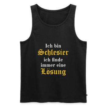 Ich bin Schlesier ich finde immer eine Lösung - Männer Premium Bio Tank Top - Schwarz - Vorne - Michal (187cm)