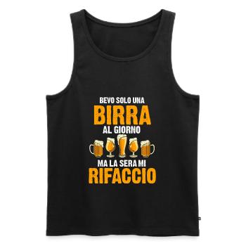 Bevo solo una Birra al Giorno ma la sera mi - Männer Premium Bio Tank Top - Schwarz - Vorne - Michal (187cm)