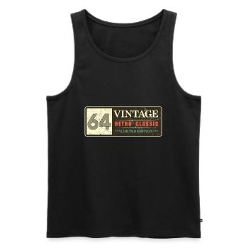 64 1964 Vintage 57 Year Old RETRO CLASSIC LIMITED EDT - Men's Premium Organic Tank Top - black - Front - AI Model Male 178 light (178cm)