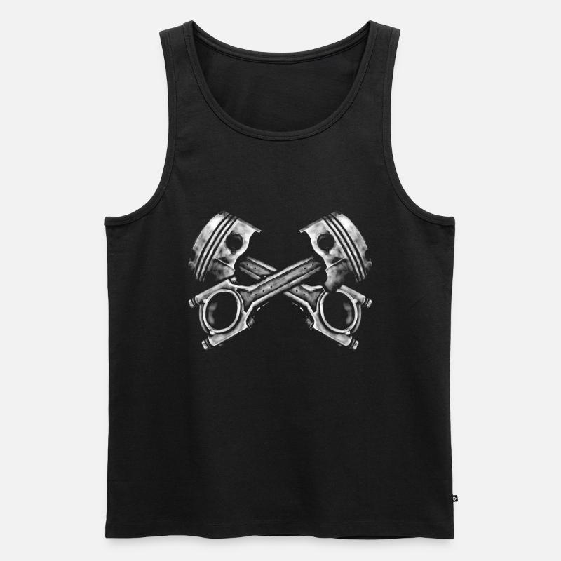 Gekreuzte Motorkolben - Männer Premium Bio Tank Top - Schwarz