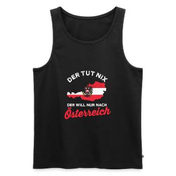 österreich Urlaub Lustig Geschenk Austria Flagge - Männer Premium Bio Tank Top - Schwarz - Vorne - AI Model Male 178 light (178cm)