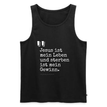 Christliche Sprüche Jesus ist mein Leben - Männer Premium Bio Tank Top - Schwarz - Vorne - Michal (187cm)