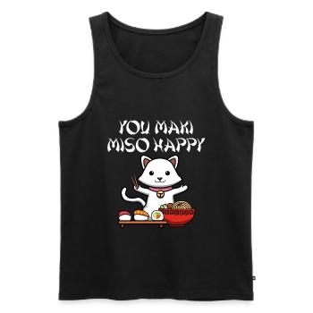 You Maki Miso Happy Sushi Japan Katze Süßes Kawaii - Männer Premium Bio Tank Top - Schwarz - Vorne - Michal (187cm)