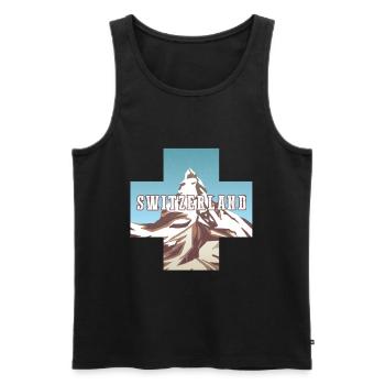 Schweiz-flagge | Schweizer Alpen | Schweiz - Männer Premium Bio Tank Top - Schwarz - Vorne - AI Model Male 178 light (178cm)