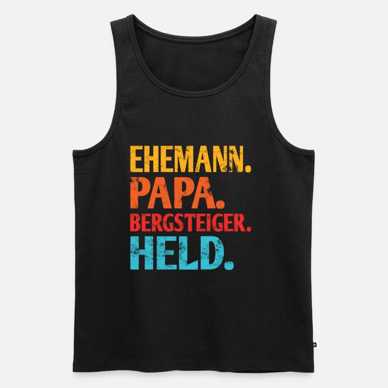 Ehemann Papa Bergsteiger Held - Männer Premium Bio Tank Top - Schwarz