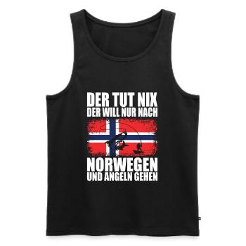 Norwegen Angelurlaub Angeltour Norwegenurlaub - Männer Premium Bio Tank Top - Schwarz - Vorne - Michal (187cm)