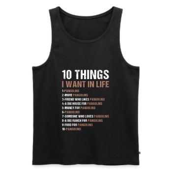 10 choses que je veux dans la vie Pangolin - Débardeur bio Premium Homme - noir - Devant - Michal (187cm)