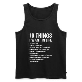 10 choses que je veux dans la vie Pangolin - Débardeur bio Premium Homme - noir - Devant - Michal (187cm)